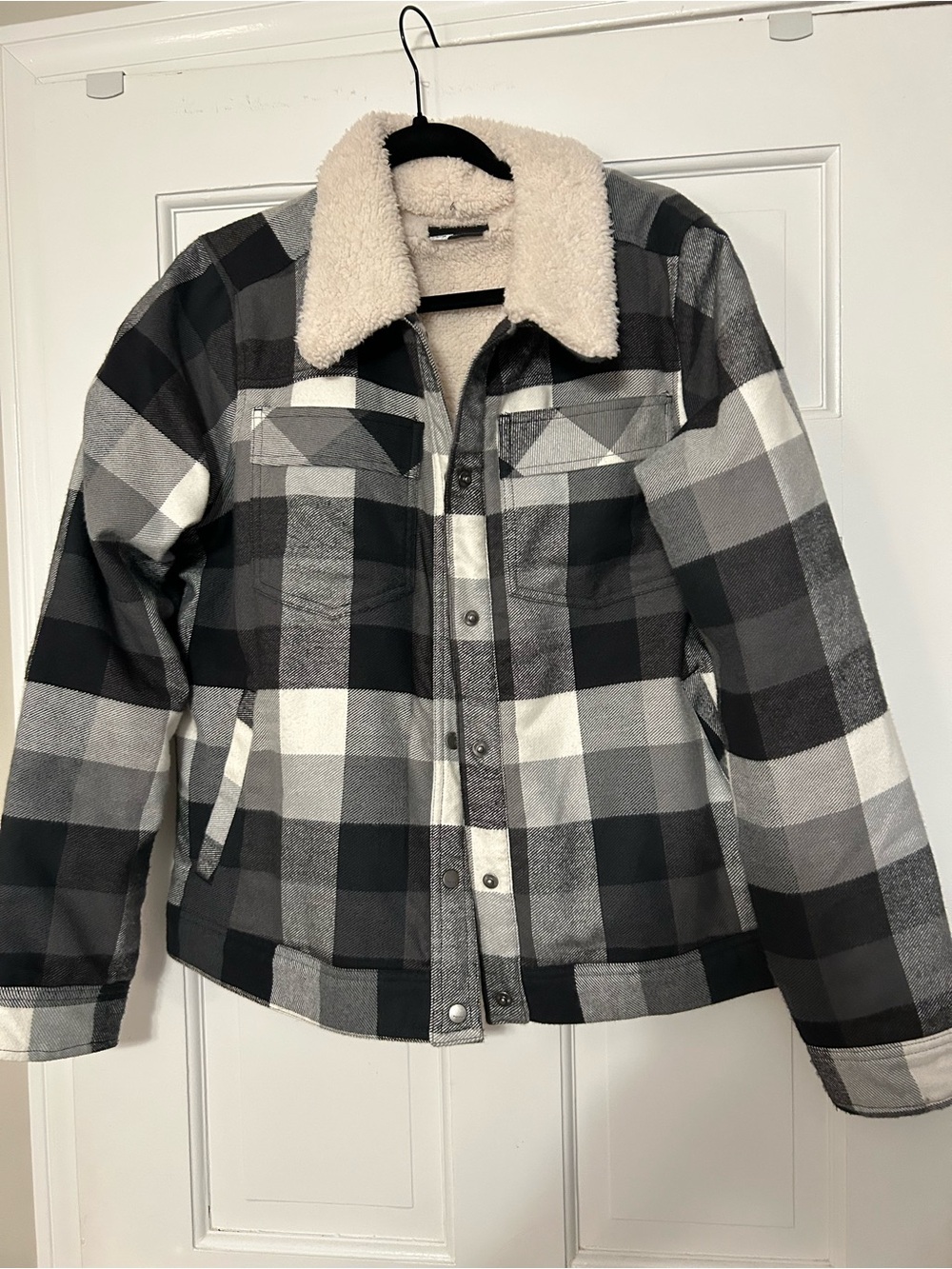 Marmot Black & Gray Plaid Sherpa-Lined Jacket